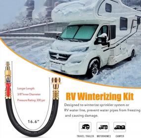 img 3 attached to SnowyFox RV Winterizing Kit Sprinkler Blowout Adapter With Ball Valve 16 Inch Hose Air Compressor Quick-Connect Plug 3/4" Male & Female Thread Winterize RV Motorhome Boat Camper Trailer Garden Hose