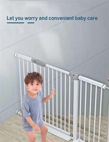 img 2 attached to Auto Close Safety Baby Gate for Stairs - Extra Tall and Wide Child Gate, Easy Walk Thru Design, Durable Dog Gate for House and Doorways - Pressure Mounted Baby Gate with Automatic Closure (65.8-68.5 inch)