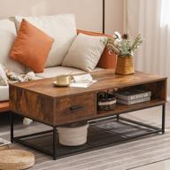 usikey rustic brown industrial coffee table with drawer and storage shelf for living room logo