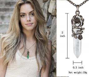img 3 attached to Bivei Vintage Reiki Healing Crystal Ожерелье - Изысканная подвеска с шестигранной призмой Кварцевая точка с цветочным маятником - Потрясающее украшение для духовного исцеления