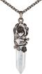 bivei vintage reiki healing crystal necklace - exquisite hexagonal prism quartz point pendant with flower wrapped pendulum - stunning jewelry piece for spiritual healing logo