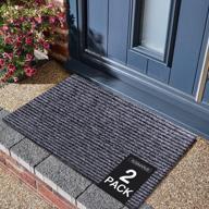 2-pack rosmarus gray welcome mats for outdoor & indoor use - large 24"x36" entryway doormats with rubber backing for front door, garage, patio, and rv flooring логотип