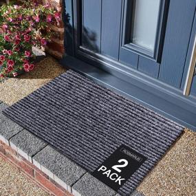 img 4 attached to 2-Pack ROSMARUS Gray Welcome Mats For Outdoor & Indoor Use - Large 24"X36" Entryway Doormats With Rubber Backing For Front Door, Garage, Patio, And RV Flooring