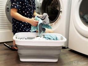 img 3 attached to 🧺 SAMMART 41L Collapsible Plastic Laundry Basket - Foldable Pop Up Storage Container/Organizer - Portable Washing Tub - Space Saving Hamper/Basket - Water Capacity: 32L - Rectangular Shape, Grey