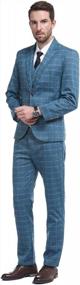 img 2 attached to Mens 3-Piece Plaid Suit Set Modern Fit Jacket Tux Blazer Vest Pants