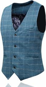 img 1 attached to Mens 3-Piece Plaid Suit Set Modern Fit Jacket Tux Blazer Vest Pants