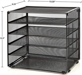 img 3 attached to Maximize Your Desk Space With StorageMax Wire Mesh Organizer For Papers, Folders, And Binders. 5 Compartments And 4 Retractable Trays. Perfect For Home And Office. Black