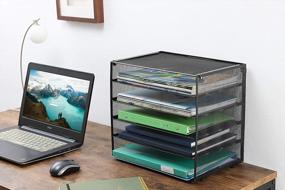 img 2 attached to Maximize Your Desk Space With StorageMax Wire Mesh Organizer For Papers, Folders, And Binders. 5 Compartments And 4 Retractable Trays. Perfect For Home And Office. Black