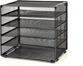 img 1 attached to Maximize Your Desk Space With StorageMax Wire Mesh Organizer For Papers, Folders, And Binders. 5 Compartments And 4 Retractable Trays. Perfect For Home And Office. Black