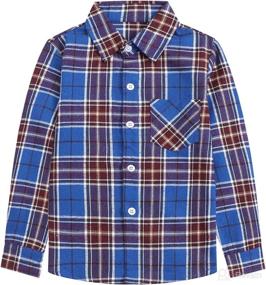 img 4 attached to 👚 SANGTREE Women's Cotton Flannel Plaid Shirt, Long Sleeve Button Down, Sizes 3 Months - US 2XL