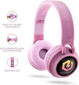 img 1 attached to PowerLocus Kids Wireless Bluetooth Headphones Over-Ear With LED, Foldable Headset W/ Mic, Volume Limited For Phones, Tablets & Laptops