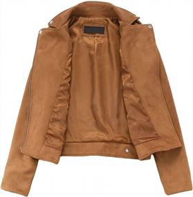 img 2 attached to Women'S Stylish Suede Leather Moto Jacket With Notched Collar & Oblique Zip - CHARTOU