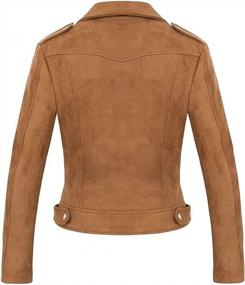 img 3 attached to Women'S Stylish Suede Leather Moto Jacket With Notched Collar & Oblique Zip - CHARTOU