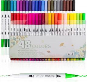 img 4 attached to 48 Colors Teskyer Dual Brush Pens Markers For Art Coloring, Journaling, Note Taking, Painting, Drawing - Fine Tip And Brush Tip Markers For Kids And Adults, Art Craft Supplies