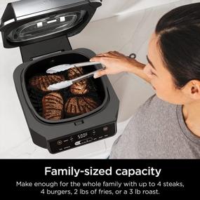 img 2 attached to Black/Silver Ninja EG201 Foodi 6-In-1 Grill: Air Fry, Roast, Bake, Broil, & Dehydrate - 2Nd Gen