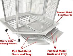img 1 attached to XL Corner Parrot Bird Flight Cage W/Seed Guard - 30"X30"X64"H, White Vein