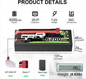 img 3 attached to 🔋 High Performance 2S LiPo Battery 6200mAh 7.4V (50C) for RC Car Truck Boat Vehicles - Pack of 2 with Dean-Style T Connector