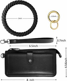 img 1 attached to Wristlet Keychain With Silicone Key Ring Wallet, Tassel And Card Holder Purse For Women And Girls By Idakekiy