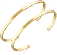 18k rose gold/gold plated couples love bracelets - 2 pack oval thin cuff bracelet for girlfriend wife mom логотип