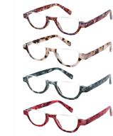 4 pairs of colorful fashion half moon frame reading glasses spring hinge male and female readers logo