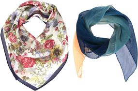 img 3 attached to Versatile And Glamorous: Satin And Chiffon Bandana Scarf Set For Women'S Hair Accessories