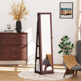 img 2 attached to YITAHOME 360° Rotating Jewelry Cabinet Armoire: 3-In-1 Free Standing Organizer W/ Full Length Mirror, Makeup Mirror & Rear Shelves - Walnut