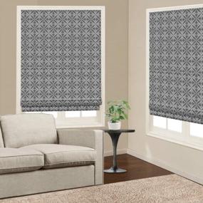 img 2 attached to Upgrade Your Interior With Cordless Roman Shades: Dark Grey Premium Blackout Blinds For Windows, Doors, And French Doors With Custom Geometric Fabric - Washable And Durable (1 Piece)