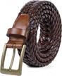 suosdey mens woven leather belt cowhide braids for casual jeans pants with solid prong buckle - christmas gift logo
