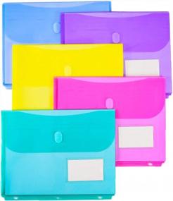 img 4 attached to 10-Pack Side-Loading Expandable Poly Binder Pocket With 1-Inch Gusset For Letter Size Documents - Clear Document Folders With Label Pocket, Ideal For School, Home, And Office Use In 3-Ring Binders