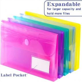 img 3 attached to 10-Pack Side-Loading Expandable Poly Binder Pocket With 1-Inch Gusset For Letter Size Documents - Clear Document Folders With Label Pocket, Ideal For School, Home, And Office Use In 3-Ring Binders