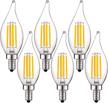 6 pack luxrite e12 base 5w led candelabra bulb 60w equivalent, 2700k warm white, 550 lumens dimmable flame tip clear glass filament vintage chandelier light bulbs logo