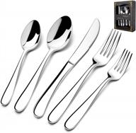 haware 40-piece heavy silverware set - premium grade stainless steel flatware cutlery with modern elegant design, mirror polished & dishwasher safe (raindrop) logo