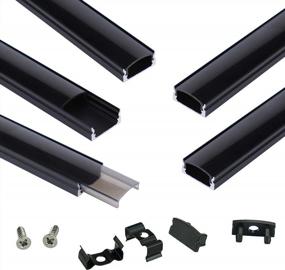 img 4 attached to Muzata 5Pack 3.3FT/1M Black LED Channel System With Smoky Black Anti-UV Sun Protection Cover, Aluminum Extrusion Track Housing Profile For Strip Tape Light, U1SW BB 1M,LU1 UV1
