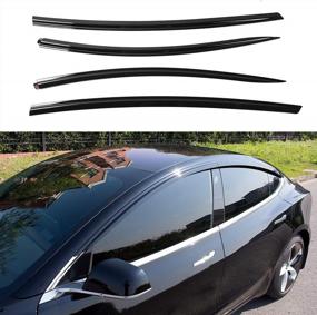 img 4 attached to Tesla Model 3 Vent Deflector - Xipoo Ventshade Visors For Side Windows - Black Rain Guards & Accessories For Car Ventilation