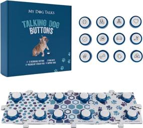 img 4 attached to 🐶 Full Set of 12 Training Buttons, 3 Mats & 24 'First Words' Stickers - Train Your Dog to Talk with Recordable Buttons for Communication, Dog Training, and Enhanced Communication Skills