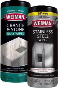 img 4 attached to 🧽 Weiman Stainless Steel and Granite Wipes - 30 Count Each - Enhance Appliance Shine and Safeguard Countertops with pH Neutral Formula