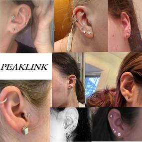 img 1 attached to PEAKLINK Titanium Crystal Labret Studs16G Labret Jewelry Labret Internally Threaded Earring Helix StudsTragus Cartilage Conch Ear Piercing Body Jewelery Lip Monroe Studs 6 8 10Mm