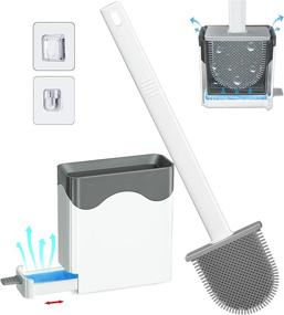 img 4 attached to 🚽 Deep Cleaning Silicone Toilet Brush Set with Removable Bottom and Flat Head Holder for Bathroom