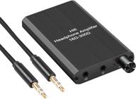 portable headphone amp with 3.5mm stereo audio out, gain support & lithium battery - compatible with iphone/cellular phone/mp3/mp4 /computers. logo