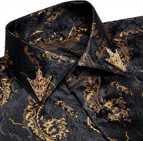 img 1 attached to Paisley Floral Perfection: DiBanGu Men'S Long Sleeve Dress Shirt With Collar Pin Brooch