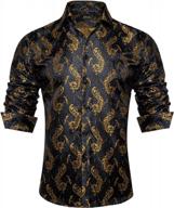 paisley floral perfection: dibangu men's long sleeve dress shirt with collar pin brooch logo