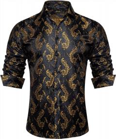 img 4 attached to Paisley Floral Perfection: DiBanGu Men'S Long Sleeve Dress Shirt With Collar Pin Brooch