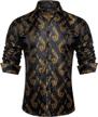 paisley floral perfection: dibangu men's long sleeve dress shirt with collar pin brooch logo