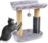 🐱 versatile 4-in-1 small cat tree - multi-functional cat scratching post with cradle cat bed, massaging post, and interactive cat toy - compact 16x12x18inch design in wood, plush, and jute rope - ideal indoor cat scratcher post for cats and kittens logo