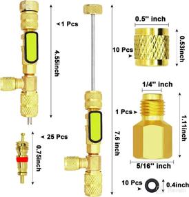 img 3 attached to NQN Valve Core Remover Installer Tool: Dual Size SAE 1/4 & 5/16, 25 PCS Valve Cores, Teflon Seal, 10 PCS Brass Nuts - HVAC R22 R134A R12 R407 R410 R404 R32 R600 A/C Compatible