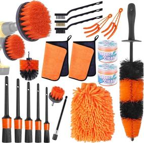 img 4 attached to 🚗 21-Piece Manesi Car Cleaning Tools Kit: Car Detailing Brush Set, Drill Brush Set, Car Buffing Sponge Pads Kit, Car Wash Kit for Wheels, Dashboard, Interior, Exterior, Leather, Air Vents, Emblems