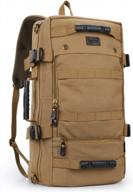 vintage canvas hiking daypack - xincada travel backpack for outdoor camping, large khaki rucksack логотип