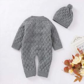 img 3 attached to 🧶 Cozy and Adorable: Hadetoto Newborn Baby Sweater Romper with Knitted Long Sleeves and Warm Hat