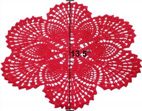 img 1 attached to Add Elegance To Your Table With Handmade Crochet Lace Doilies In Silk Floral Design - 13.5 Inch (Red)