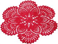 add elegance to your table with handmade crochet lace doilies in silk floral design - 13.5 inch (red) logo